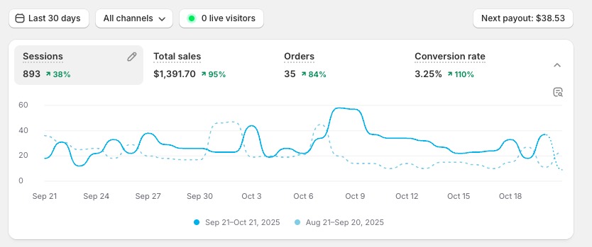 TA Store Shopify analytics dashboard